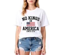 NO Kings IN America Flag Print Cotton T-Shirt for Women, Casual Summer Graphic tee with Comfortable Fit and Vibrant Design