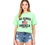 NO Kings IN America Flag Print Cotton T-Shirt for Women, Casual Summer Graphic tee with Comfortable Fit and Vibrant Design