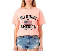NO Kings IN America Flag Print Cotton T-Shirt for Women, Casual Summer Graphic tee with Comfortable Fit and Vibrant Design
