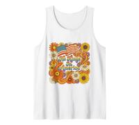 No Kings In America Groovy Flowers, arcoíris Vintage de los 70 Camiseta sin Mangas