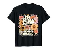 No Kings In America No Faux King Way - Flores retro Camiseta