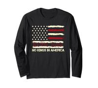 No Kings In America We The People Bandera de Estados Unidos Día del 4 de julio Manga Larga