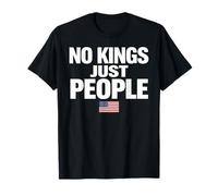 No Kings Just People Libertad Igualdad USA Bandera Texto Gráfico Camiseta