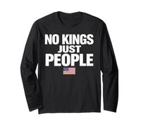 No Kings Just People Libertad Igualdad USA Bandera Texto Gráfico Manga Larga