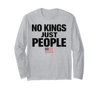 No Kings Just People Libertad Igualdad USA Bandera Texto Gráfico Manga Larga
