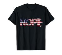 No Kings Nope Protest Sign Horizontal US Flag Camiseta gráfica económica