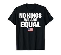 No Kings We Are Equal Freedom Equality USA Flag Texto Gráfico Camiseta