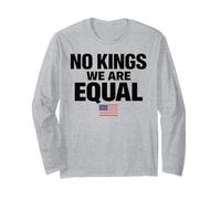 No Kings We Are Equal Freedom Equality USA Flag Texto Gráfico Manga Larga