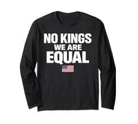 No Kings We Are Equal Freedom Equality USA Flag Texto Gráfico Manga Larga