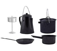 Esschert Design Batería de cocina 4 piezas para exterior negra FF215