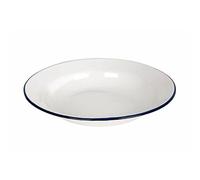 No Label Plato esmaltado, Color Blanco y Azul, diámetro de 24 cm