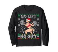 No Lift No Gift Ugly Christmas Sweater Miss Santa Gym Booty Manga Larga