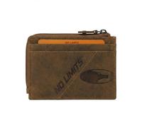 No Limits Cartera de piel auténtica con efecto envejecido, estilo vintage, para hombre y mujer, con caja, marrón, Slim, Moderno