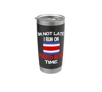 No llego tarde Corro en tiempo puertorriqueño Funny Puerto Rico Vaso térmico de acero inoxidable de doble pared