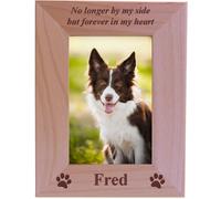 No longer by my side but forever in my heart Custom Engraved Wood Dog Picture Frame Holds 4x6 Inch Photo Add your dogs name
