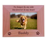 No longer by my side but forever in my heart Custom Engraved Wood Dog Picture Frame Holds 4x6 Inch Photo Add your dogs name