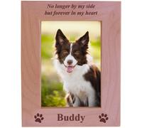 No longer by my side but forever in my heart Custom Engraved Wood Dog Picture Frame Holds 5x7 Inch Photo Add your dogs name