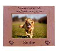 No longer by my side but forever in my heart Custom Engraved Wood Dog Picture Frame Holds 5x7 Inch Photo Add your dogs name