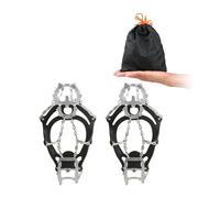 No Lumping Crampon 18 Spikes Traction Cleats Women Men Anti-slip Ice Snow Grip With Storage Pouch Walking Hiking(18 Teeth Black M)