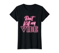No Mates mi vibra. Camiseta gráfica económica, Mujer, Negro, L