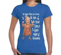 No Matter What Life Throws at Me Old Funny - Camiseta para mujer, Camiseta azul real con estampado blanco, S