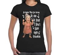 No Matter What Life Throws at Me Old Funny - Camiseta para mujer, Camiseta negra con estampado blanco, S