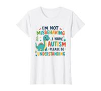 No me Estoy portando Mal Tengo Autismo Niños Conciencia Dinosaurio Camiseta gráfica económica, Mujer, Blanco, M