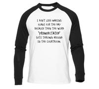 No Me Gusta Hacer Planes Camiseta Béisbol Blanca Unisex Manga Larga Negra Unisex White Baseball T-Shirt Black Long Sleeve