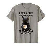 No me Gusta la Gente de la mañana Meme de Gato Divertido Camiseta