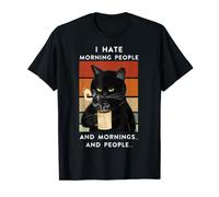 No me gusta la gente de la mañana o las mañanas o la gente café gato Camiseta