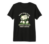 No me hables Antes de mi Primer café Divertido Retro Estilo Camiseta Premium