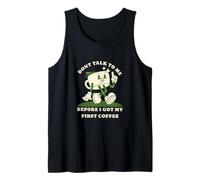 No me hables Antes de mi Primer café Divertido Retro Estilo Camiseta sin Mangas