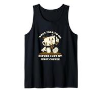 No me hables Antes de mi Primer café Divertido Retro Estilo Camiseta sin Mangas
