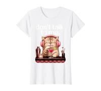 No me hables Cóctel de Gatos Arte de Humor sarcástico Camiseta gráfica económica, Mujer, Blanco, XL