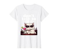 No me hables Cóctel de Gatos Arte de Humor sarcástico Camiseta gráfica económica, Mujer, Blanco, XS