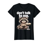 No me hables Cóctel Humor sarcástico Arte Mapache Camiseta gráfica económica, Mujer, Negro, XS