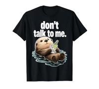 No me hables Cóctel Humor sarcástico Arte Nutria Camiseta gráfica económica, Hombre, Negro, XL