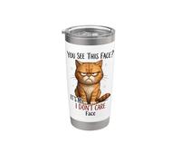 No me importa la cara, gato, gracioso, indiferente, felino Vaso térmico de acero inoxidable de doble pared