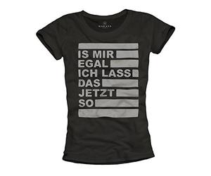 No me Importa, voy a Dejar lo así - Camiseta con Frases en aleman para Mujer - Negra S