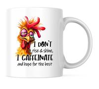 No Me Levanto Y Brillo, Tomo Cafeína Y Espero Lo Mejor. Gallo Tazas Cerámica Taza De Café Con Asa Taza Para Bebidas Té Capuchino 330Ml