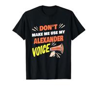 No me obligues a Usar mi Voz de Alexander, el Divertido Nombre de Alexander Camiseta gráfica económica, Hombre, Negro, XL
