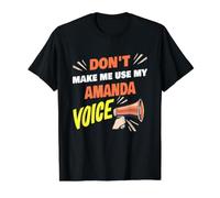 No me obligues a Usar mi Voz de Amanda, el Divertido Nombre de Amanda Camiseta gráfica económica, Hombre, Negro, L