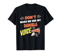 No me obligues a Usar mi Voz de Daniela Nombre Divertido de Daniela Camiseta gráfica económica, Hombre, Negro, L