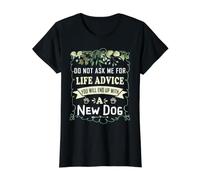 No me pidas Consejos de por Vida Que terminarás con un Perro Nuevo Camiseta gráfica económica, Mujer, Negro, XL