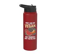 No me preguntes por qué soy vegano Divertido Vegetariano Stainless Steel Insulated Water Bottle