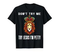 No me pruebes, Prueba con Jesús, Soy el mezquino Leo Zodiac Birthday Lion Camiseta gráfica económica, Hombre, Negro, M
