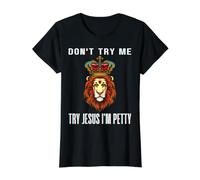 No me pruebes, Prueba con Jesús, Soy el mezquino Leo Zodiac Birthday Lion Camiseta gráfica económica, Mujer, Negro, XL