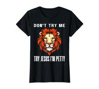 No me pruebes, Prueba con Jesús, Soy el mezquino Leo Zodiac Birthday Lion Camiseta gráfica económica, Mujer, Negro, XL