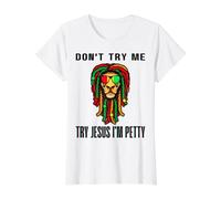 No me pruebes, Prueba con Jesús, Soy el mezquino Leo Zodiac Birthday Lion Camiseta gráfica económica, Mujer, Blanco, L