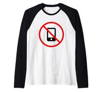 No Mobile No Social Media Stop Ban Teléfonos Móviles Símbolo Camiseta Manga Raglan